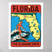 Florida FL USA Der Sunshine Staat Vintag Surfer Poster (Vorne)