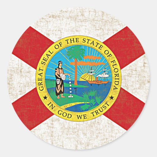 FLORIDA FLAG AGED RUNDER AUFKLEBER (Vorderseite)