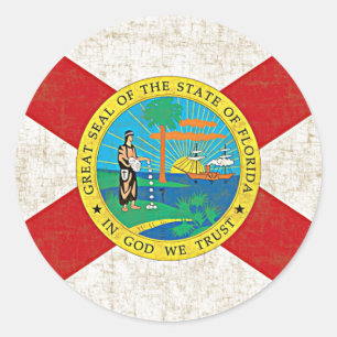 FLORIDA FLAG AGED RUNDER AUFKLEBER