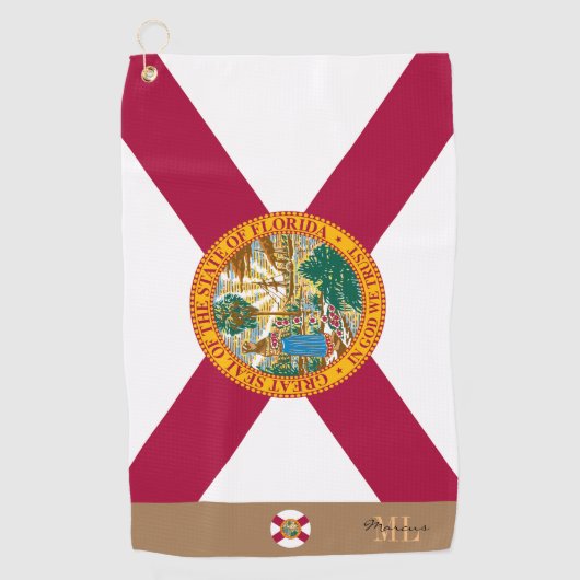Florida flagge / Florida mit Monogramm / Golftüche Golfhandtuch (Vorderseite)