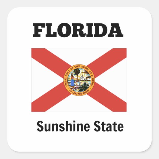 Florida-Flagge und Staat-Motto Quadratischer Aufkleber (Vorderseite)