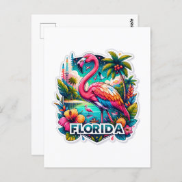 Florida, Flamingo, Postüberquerung Postkarte