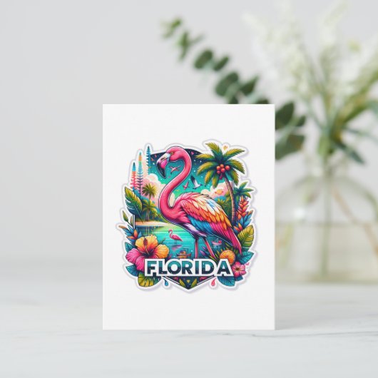 Florida, Flamingo, Postüberquerung Postkarte (Stehend Vorderseite)