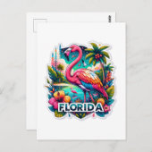Florida, Flamingo, Postüberquerung Postkarte (Vorne/Hinten)