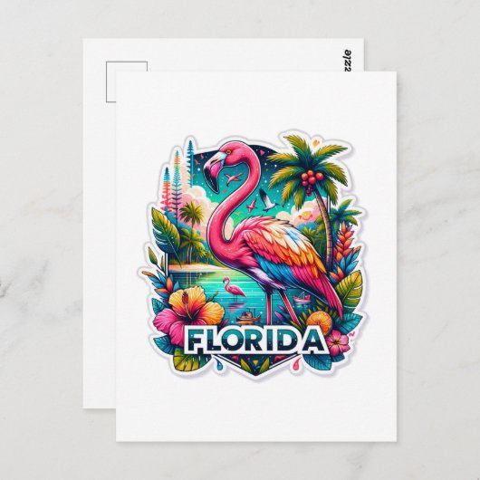 Florida, Flamingo, Postüberquerung Postkarte (Vorne/Hinten)