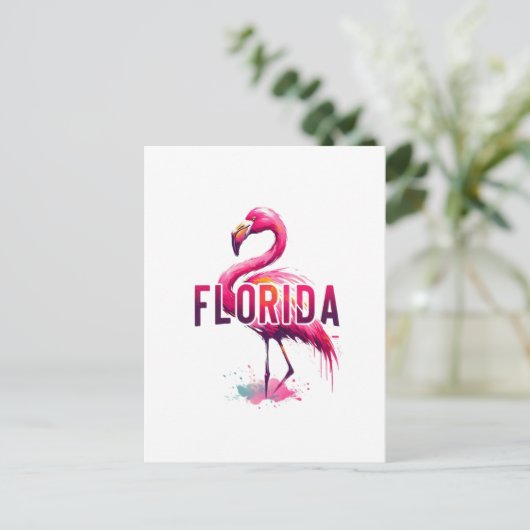 Florida, Flamingo, Postüberquerung Postkarte (Stehend Vorderseite)