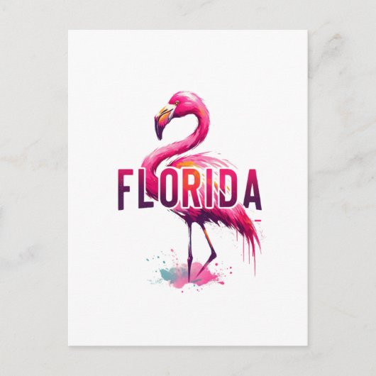 Florida, Flamingo, Postüberquerung Postkarte (Vorderseite)