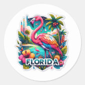 Florida, Flamingo Runder Aufkleber (Vorderseite)