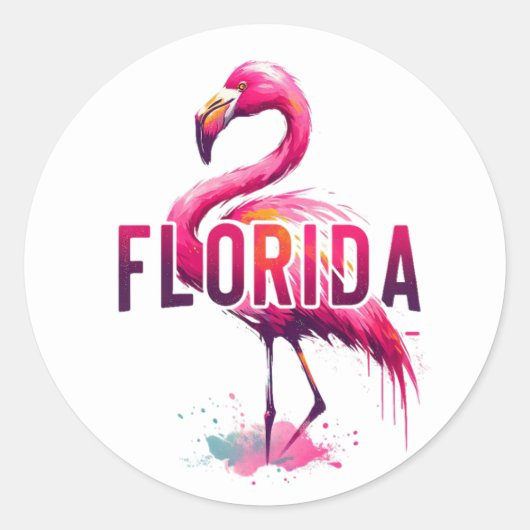 Florida, Flamingo Runder Aufkleber (Vorderseite)