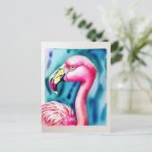 Florida Flamingo, Vacation Watercolor Postkarte (Stehend Vorderseite)