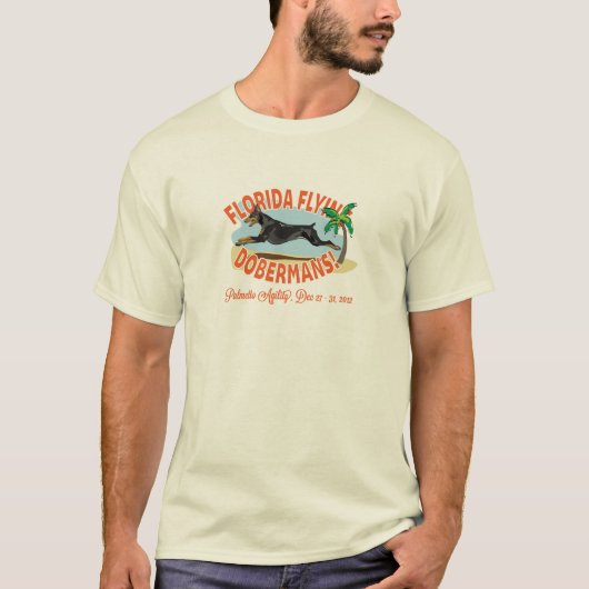Florida-Fliegen-Dobermann-Schwarzes T-Shirt (Vorderseite)