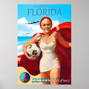Florida Fliegen Eastern Air Lines Neues Reiseplaka Poster