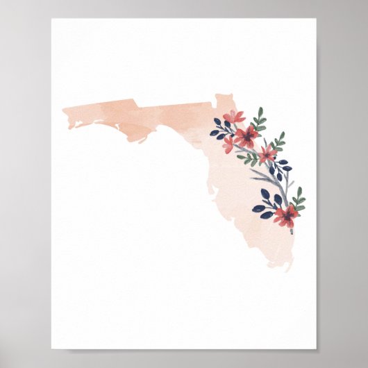 Florida Floral Watercolor Staat Poster (Vorne)