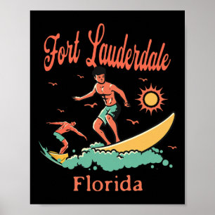 Florida Fort Lauderdale Fl Surfer Surfen Angeln  Poster