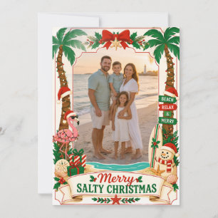 Florida Frohe Salzige Weihnachten Strand Familienf Dankeskarte