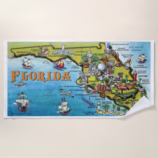Florida Fun Karte Strandtuch (Vorderseite)