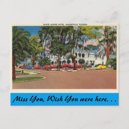 Florida, Gainesville, Weiße Haus Hotel Postkarte (Vorderseite)