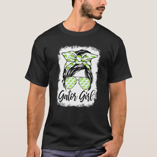 Florida Gator Girl Alligator Messy Bun Crocodile T-Shirt (Vorderseite)