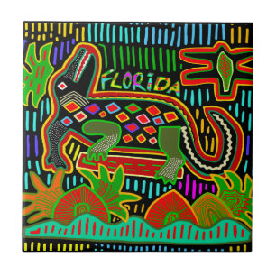 Florida-Gator in tropischer Dschungel-Fliese Fliese