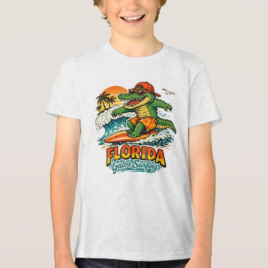 Florida Gator Surfing – Alligator Wave Rider Tri-Blend Shirt (Vorderseite)