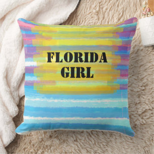 Florida Girl Pink Blauer Sonnenuntergang Kissen