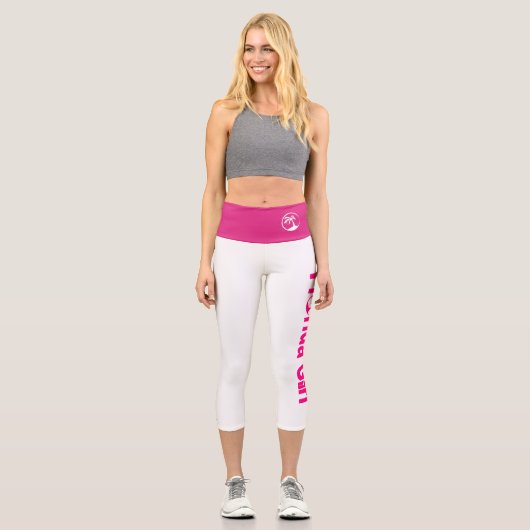 Florida Girl White & Pink High Waisted Capris (Vorderseite)
