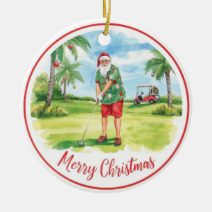 Florida Golfer Santa Golfen Urlaub  Keramik Ornament