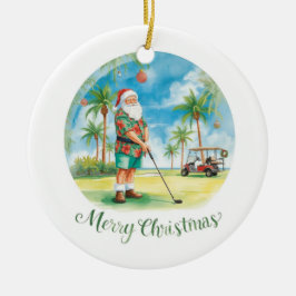 Florida Golfer Santa Golfing  Holiday  Keramik Ornament
