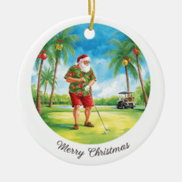 Florida Golfer Santa Golfing  Holiday  Keramik Ornament