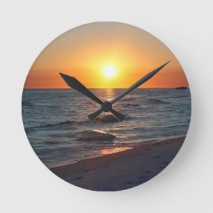 Florida-Golfküstensonnenuntergang Runde Wanduhr