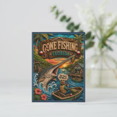 Florida Gone Fishing Langnasenhecht Postkarte (Stehend Vorderseite)