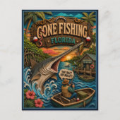 Florida Gone Fishing Langnasenhecht Postkarte (Vorderseite)