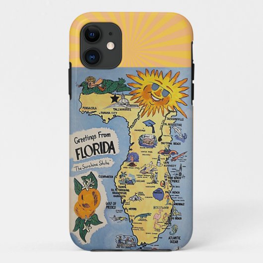 Florida Greetings Retro Map Case-Mate iPhone Hülle (Rückseite)