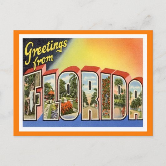 Florida Greetings Vintage Travel Postkarte (Vorderseite)