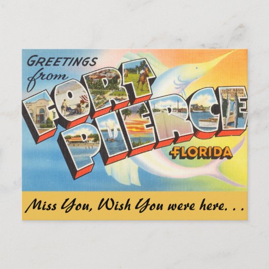 Florida, Grüße von Fort Pierce Postkarte (Vorderseite)