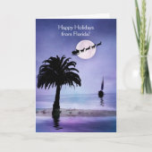 Florida Happy Holidays Coastal Beach Sailboat Karte (Vorderseite)