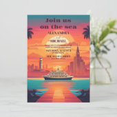 Florida Hawaii Hochzeit für Wasserkreuzfahrten Einladung (Stehend Vorderseite)