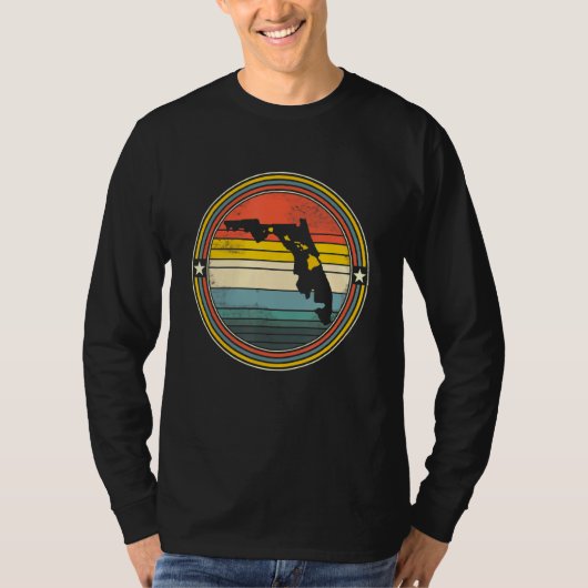 Florida Hawaii Roots Origin Staat Map Retro T-Shirt (Vorderseite)