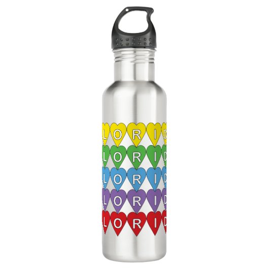 Florida Heart Rainbow Edelstahlflasche (Vorderseite)