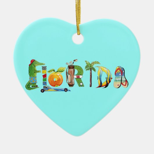 Florida-Herz-Verzierung Keramikornament (Vorne)