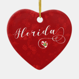 Florida Herz, Weihnachtsbaumschmuck, Floridian Keramikornament