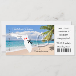 Florida Hochzeit in Urlaubsort Ticket Boarding Pas Einladung