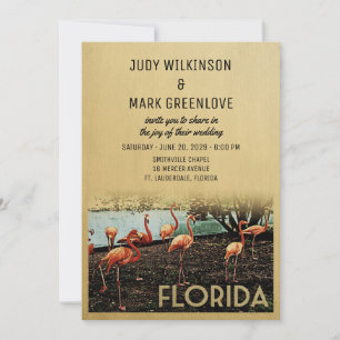 Florida Hochzeits-Einladung Vintage Flamingos Einladung