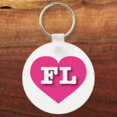 Florida Hot PInk Herz - I Liebe FL Schlüsselanhänger (Vorderseite)