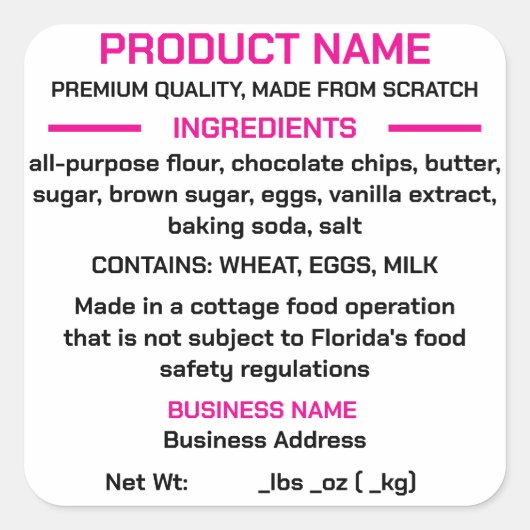 FLORIDA Hütte Food Law Aufkleber/Label-Platz Quadratischer Aufkleber (Vorderseite)