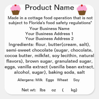 FLORIDA Hütte Lebensmittelgesetzaufkleber/Etikett Quadratischer Aufkleber