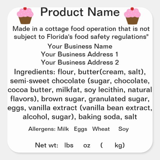 FLORIDA Hütte Lebensmittelgesetzaufkleber/Etikett Quadratischer Aufkleber (Vorderseite)