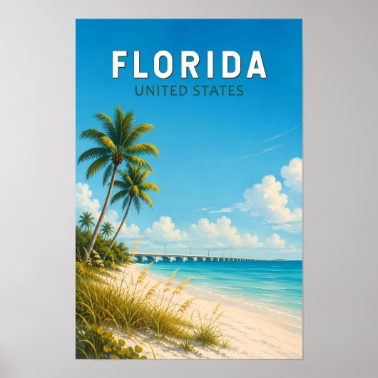 Florida-Illustration Reise Kunst Vintage Poster (Vorne)