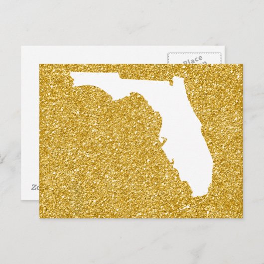 Florida im Glitzer Weiß und Gold Postkarte (Vorne/Hinten)