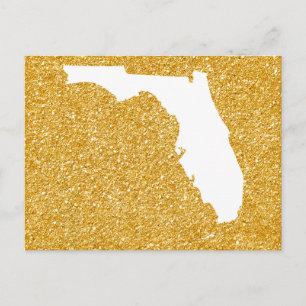 Florida im Glitzer Weiß und Gold Postkarte